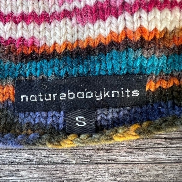 Nature Baby Knits Multicolor Cone Beanie Pom Poms Bright Colorful Fun - Picture 7 of 9